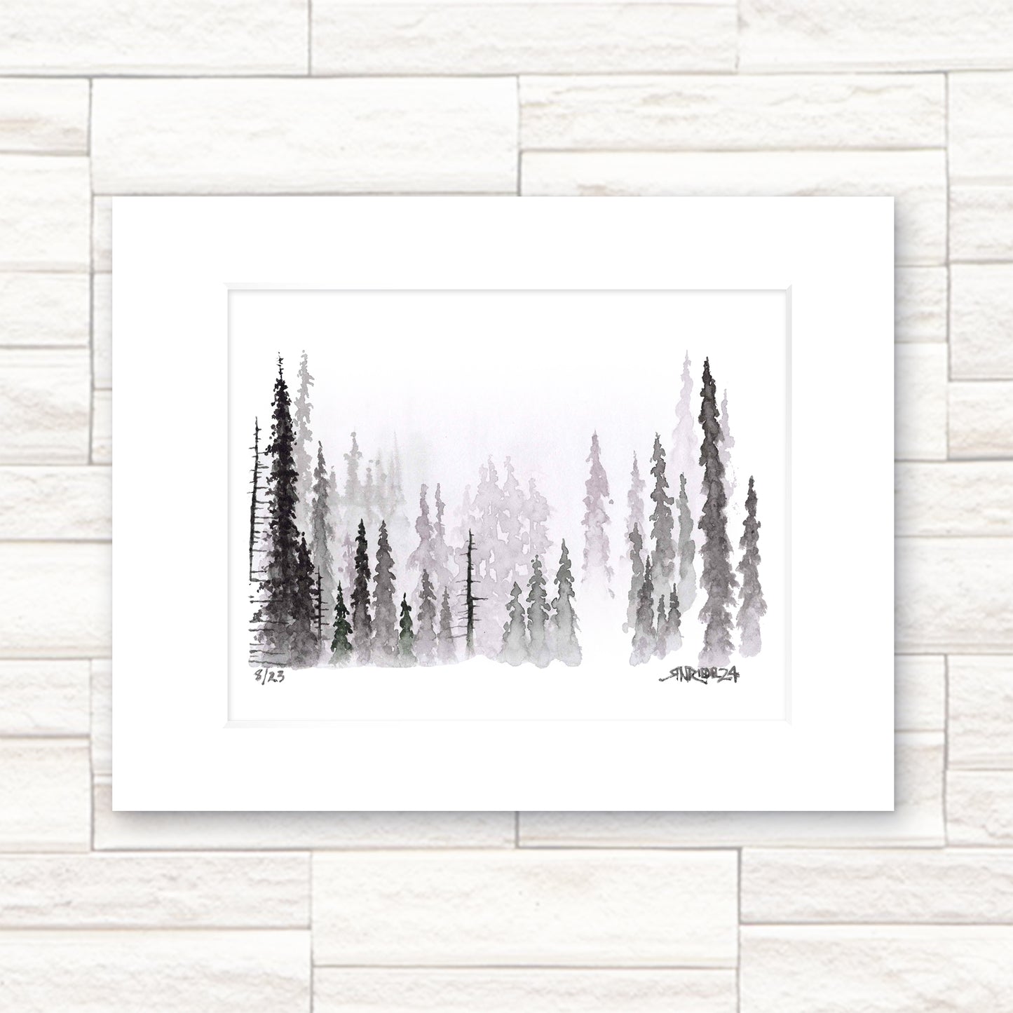 "Silent Pines" – 11x14 Watercolor Print | Misty Evergreen Forest Landscape Art | Pacific Crest Trail Art
