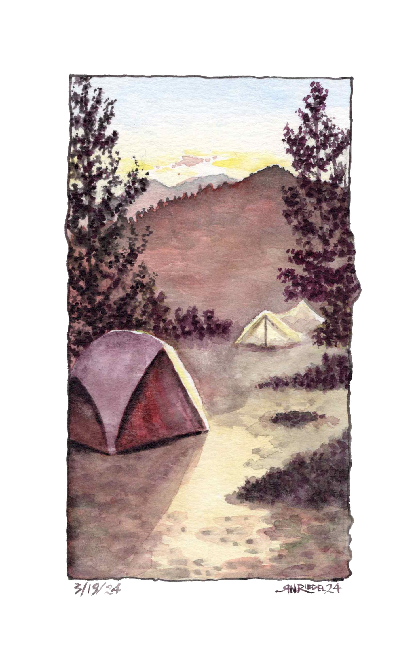 "First Light on the Trail" - 8x10 Watercolor Print | Pacific Crest Trail Inspired Art