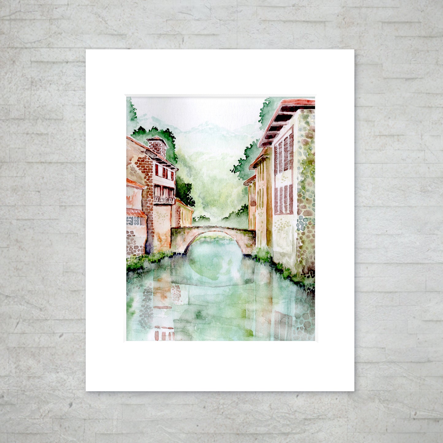 "Reflections in France" - 11x14 Watercolor Print | Where France Meets Spain