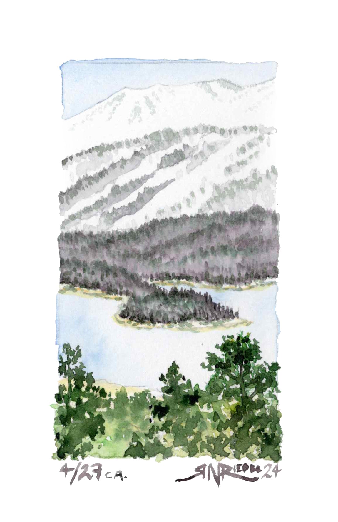 “Reflections at Big Bear” - 8x10 Watercolor Print | Pacific Crest Trail Inspired Art