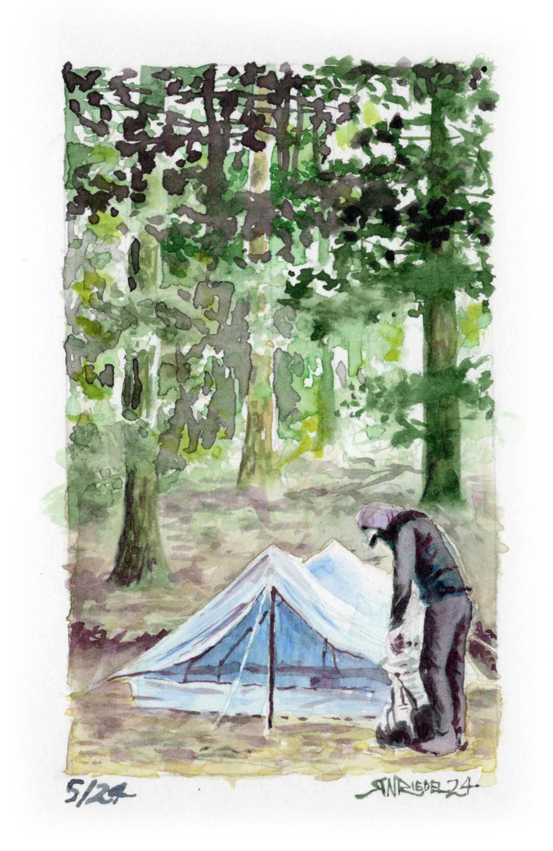 "Boujee at Camp" - 8x10 Watercolor Print | Watercolor from the Pacific Crest Trail