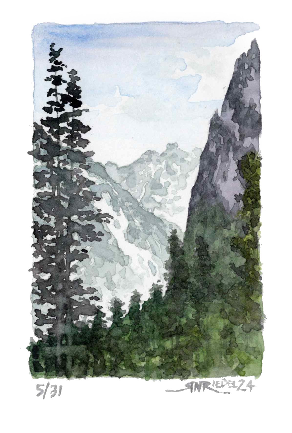 "View from Lone Pine" -Watercolor Print - 8x10
