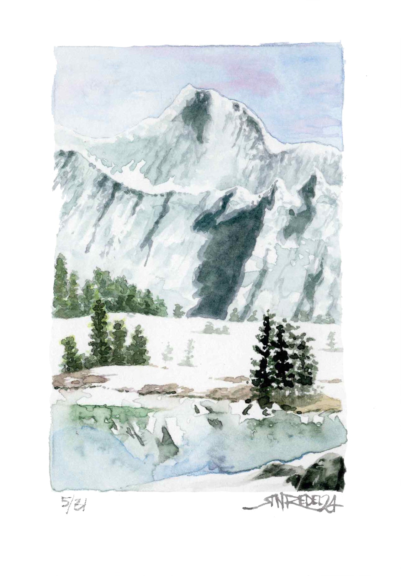 "Kearsarge Pass" - 8x10 Watercolor Print |Sierra Nevada Watercolor Landscape | Pacific Crest Trail Art