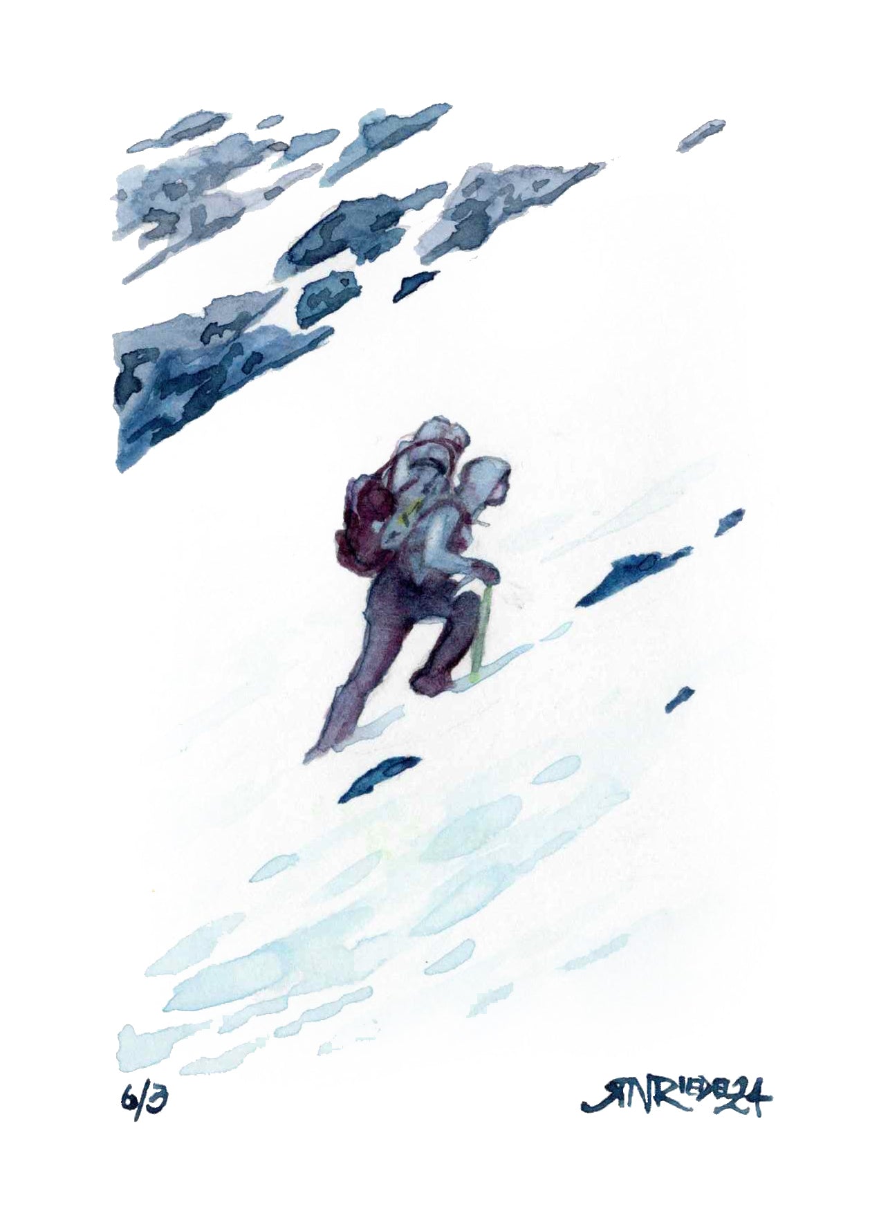 "Roadrunner and Mather" - 8x10 Watercolor Print | Climbing Through the Sierra | Pacific Crest Trail Art