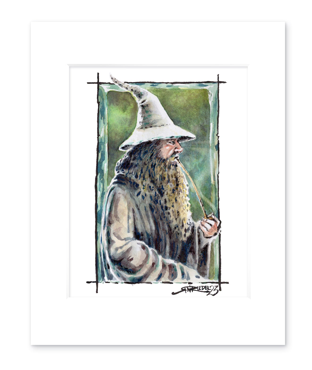 "Gray Pilgrim" 8x10 Watercolor Print | Gandalf the Smoking Pipe – Hand-Painted Watercolor Print | Lord of the Rings Fantasy Art (Copy)