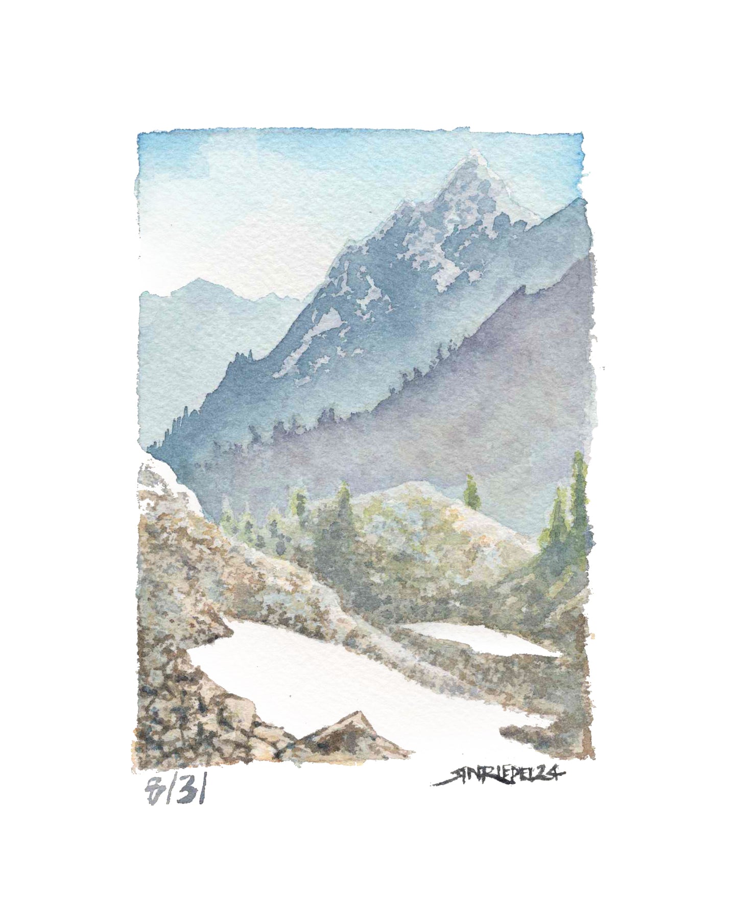 "Spider Glacier" - Watercolor Print - 8x10