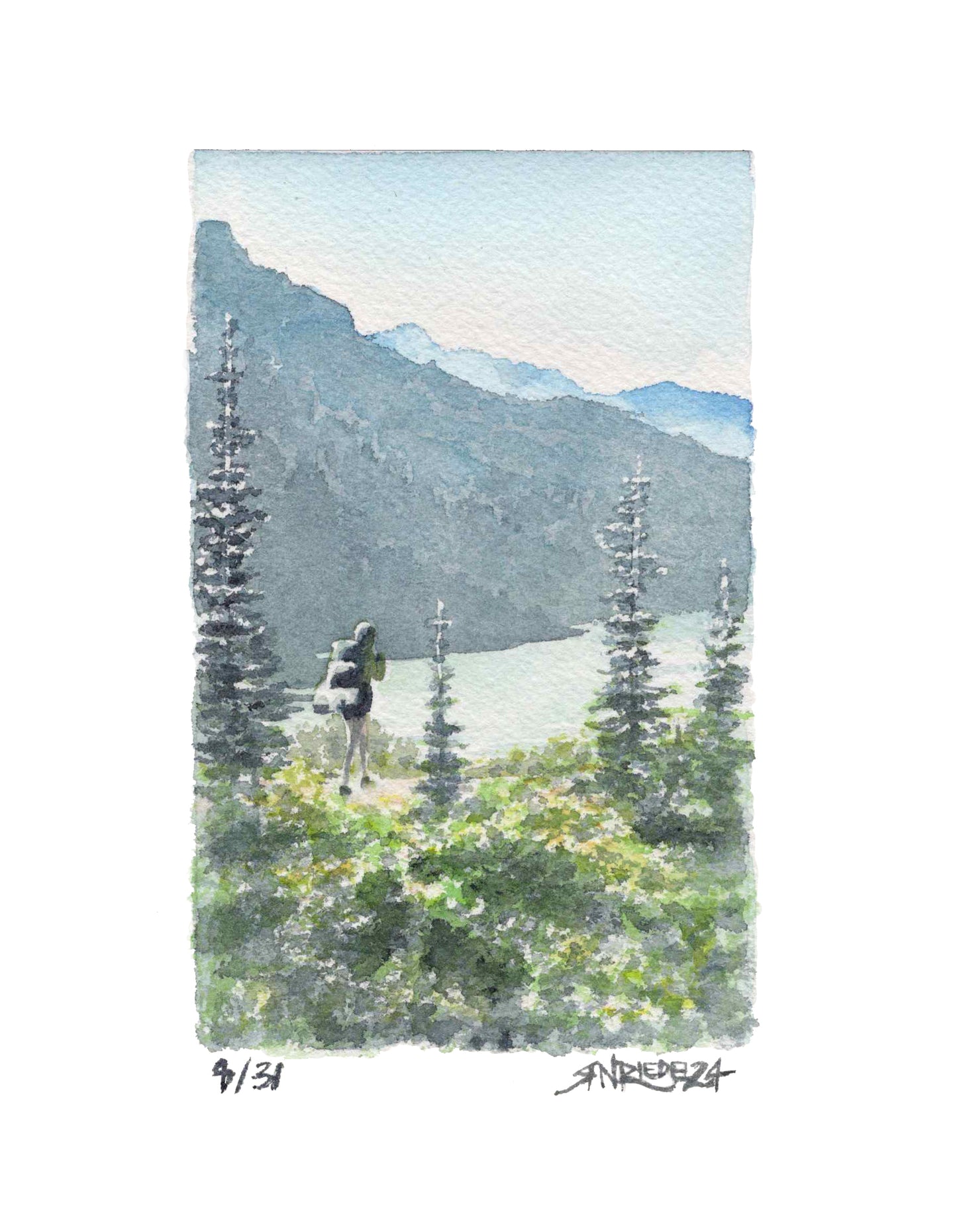 "Lyman Lake" - Watercolor Print - 8x10