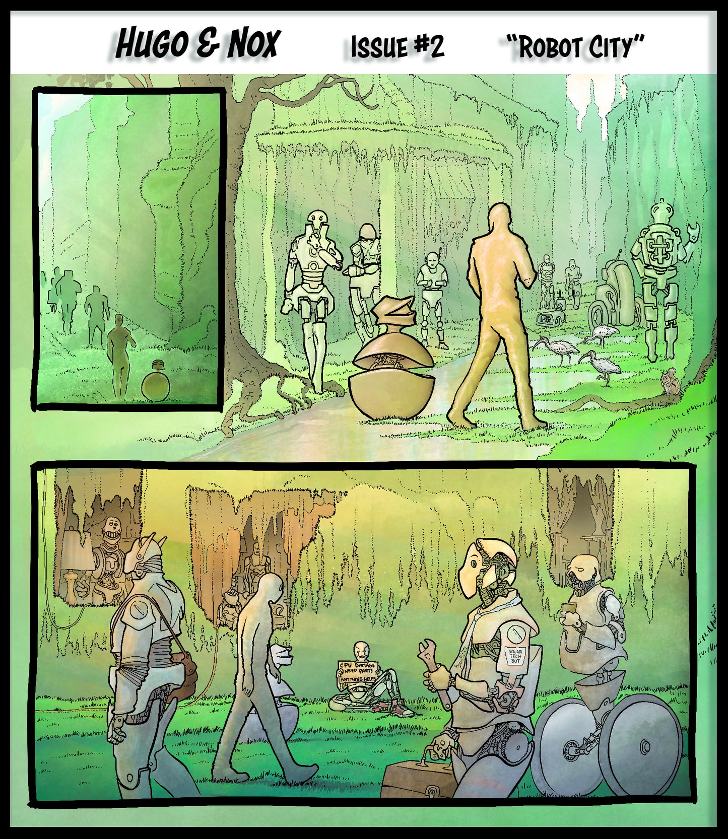 Hugo and Nox Comic Book Issue #2 – Return to Robot City | illustrative Sci-Fi Fantasy by Robert N. Riedel (Standard Size )