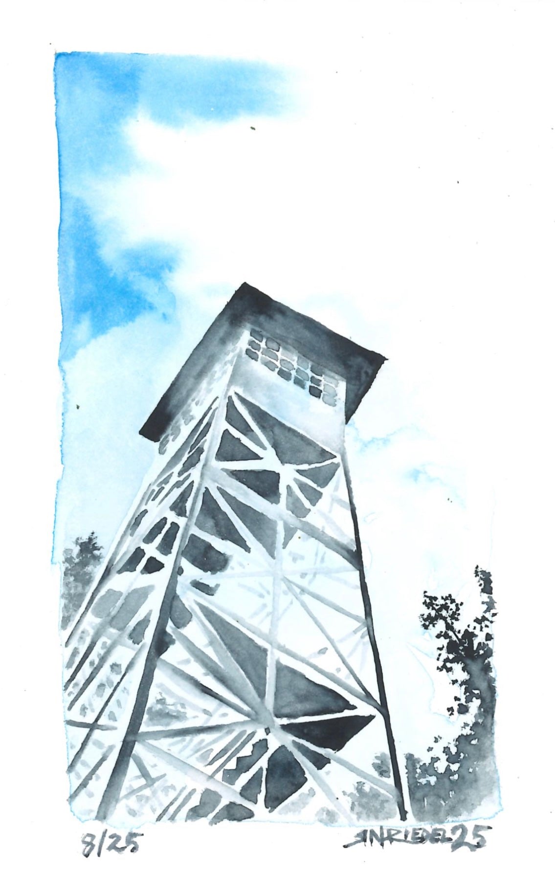 “Watch Tower” - 8x10 Watercolor Print | Appalachian Trail Inspired Art