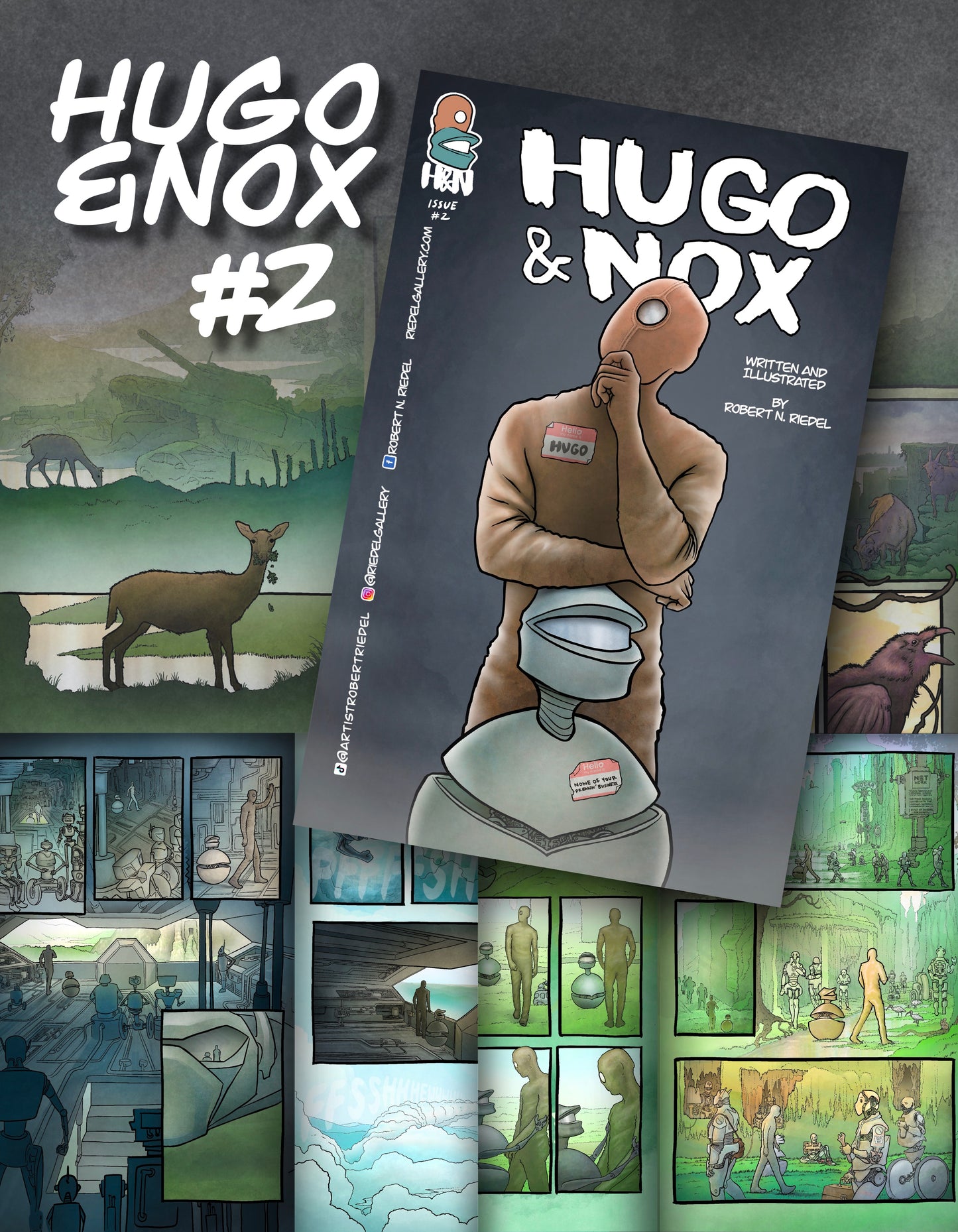 Hugo and Nox Comic Book Issue #2 – Return to Robot City | illustrative Sci-Fi Fantasy by Robert N. Riedel (Standard Size )