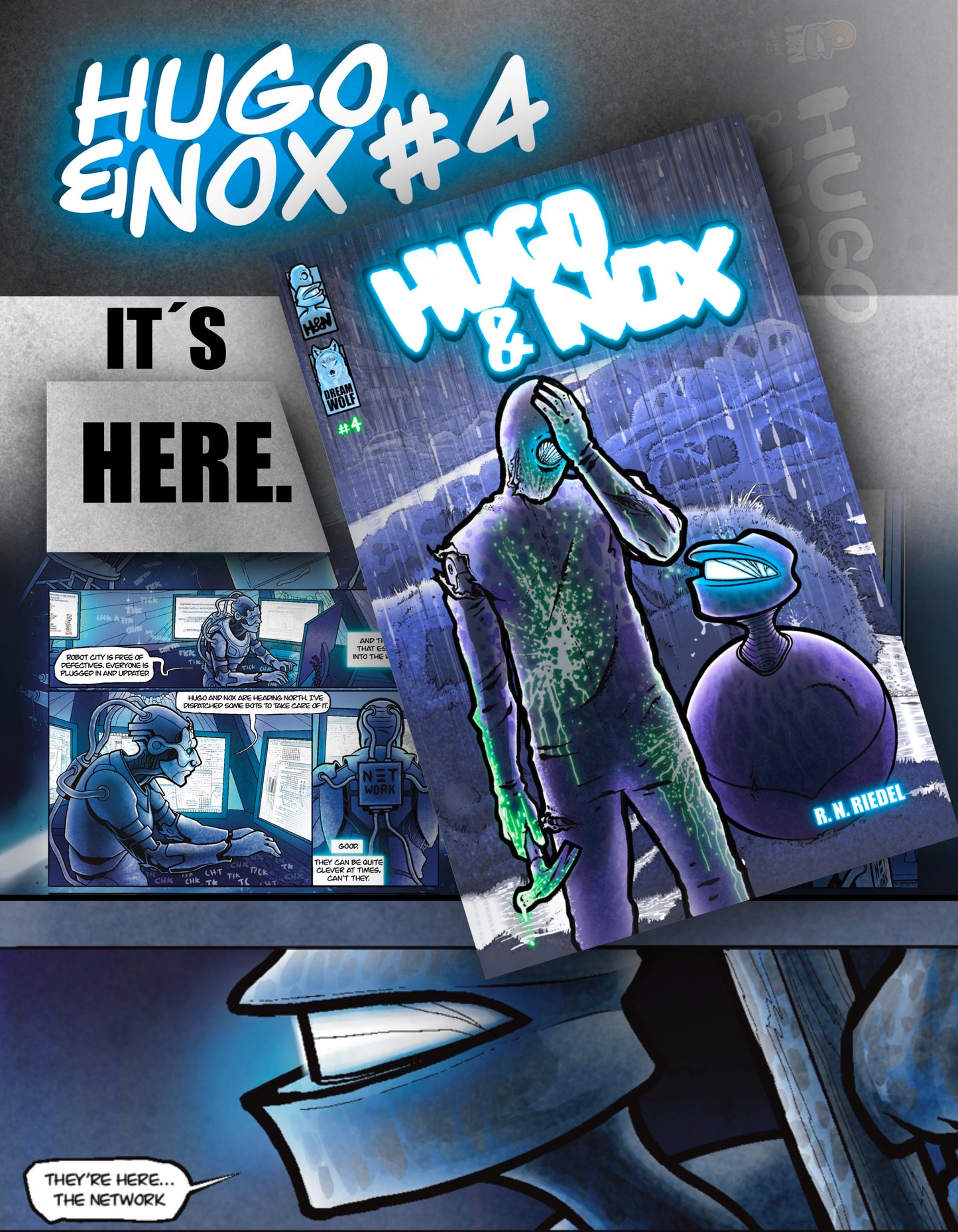 Hugo and Nox Comic Book Issue #4 – The Chase Begins | Hand-drawn Sci-Fi by Robert N. Riedel (Standard Size)