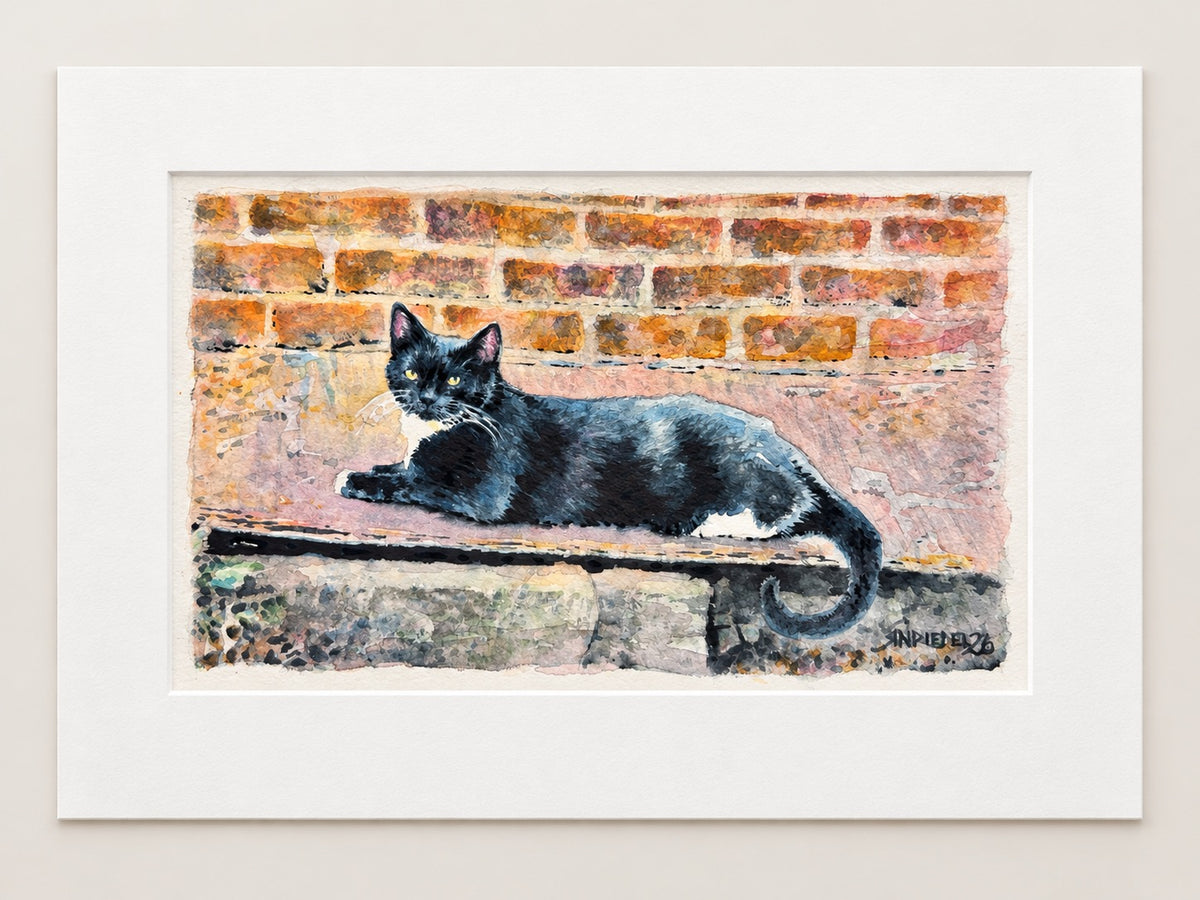 "Tuxedo Kitty" | 8x10 Watercolor Print | Paint With Me Collection