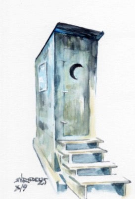 "Privy" - Artist's Original Watercolor | Appalachian Trail Thru Hikers Art