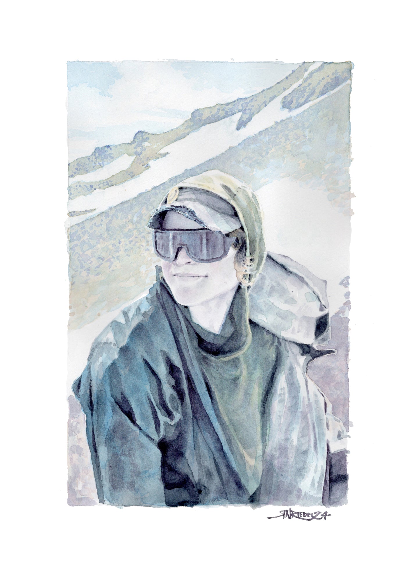 "Bossbae at Goat Rocks" - Artist's Original | Original PCT Self-Portrait Watercolor