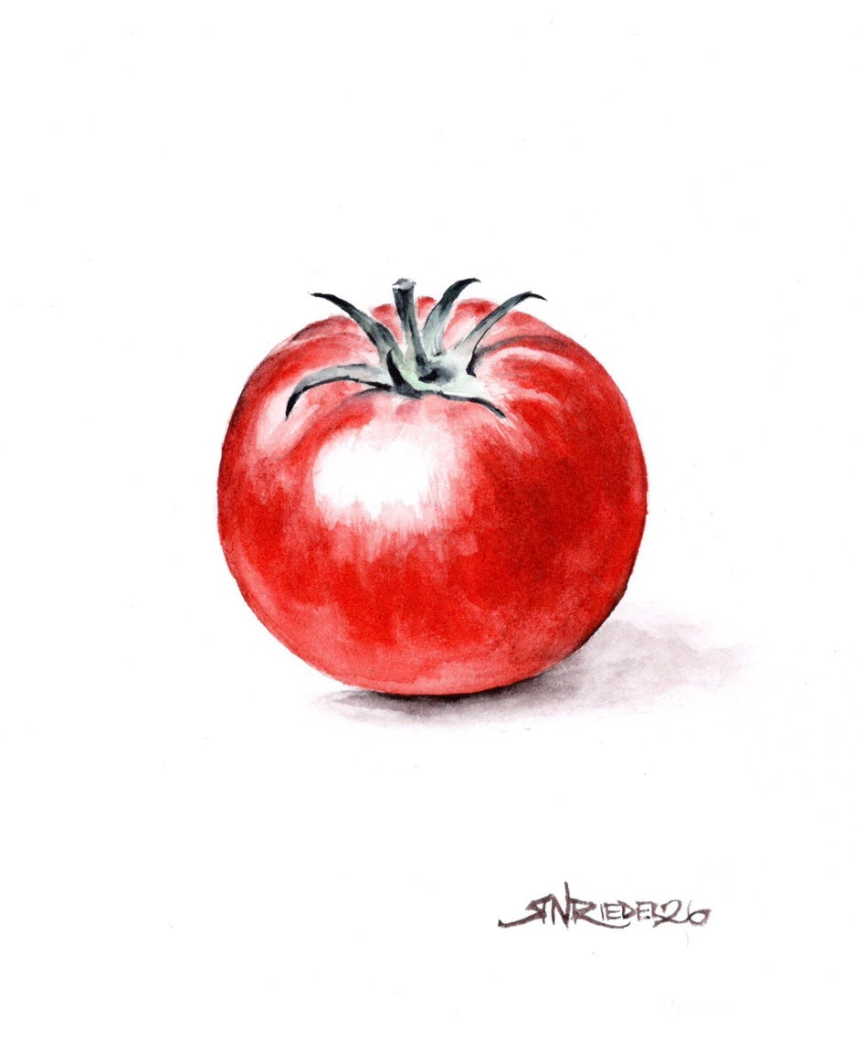 "Farmhouse Tomato" | 8x10 Watercolor Print, Kitchen Art,