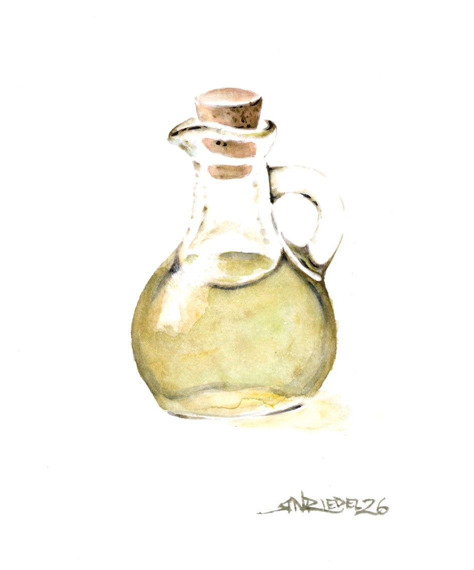 "Olive Charm" | 8x10 Watercolor Print, Kitchen Art,