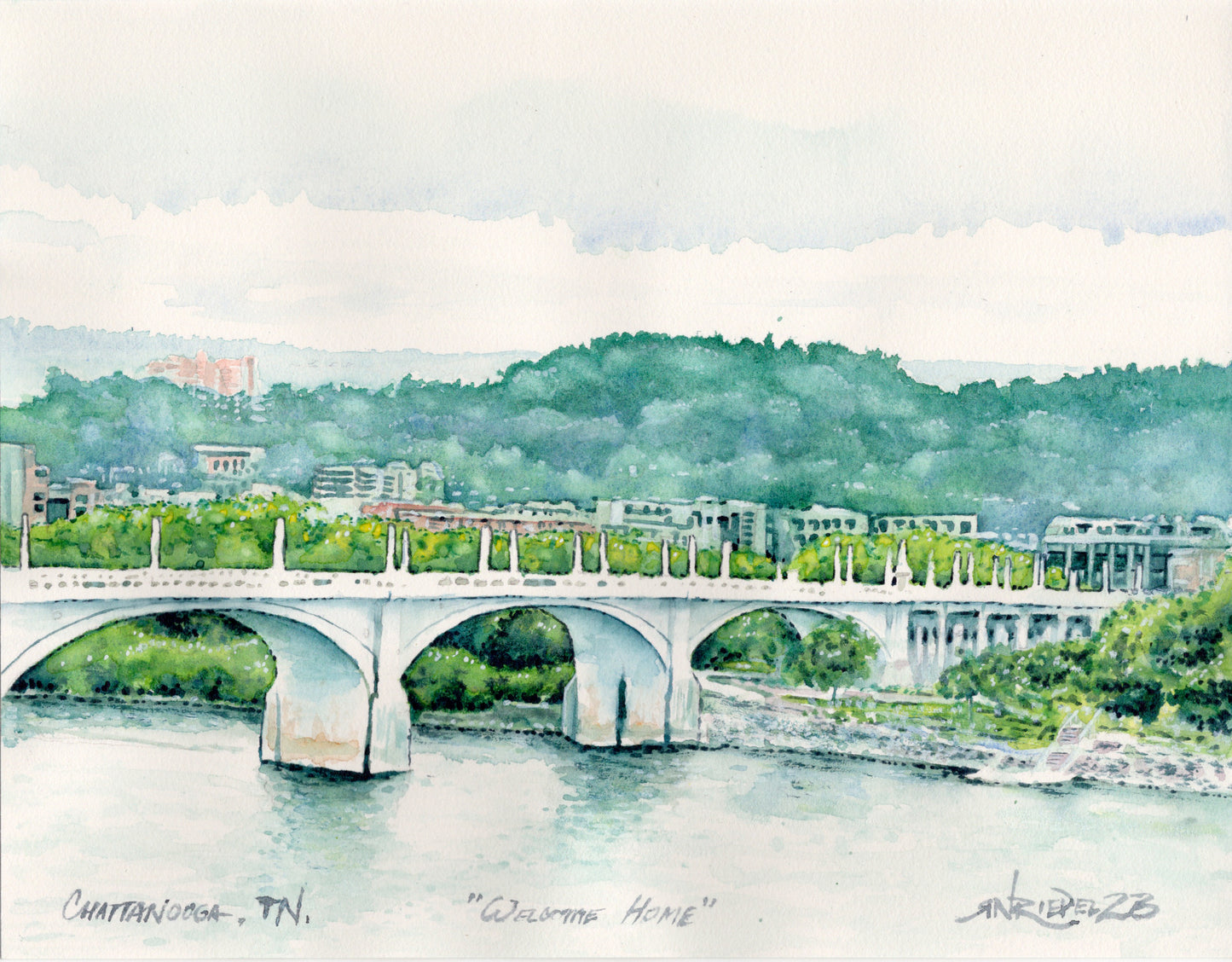 "Welcome Home"-11x14 Watercolor Print | Chattanooga, Tennessee Watercolor Print