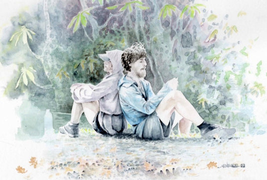 "Back to Back" - Artist's Original Watercolor | Appalachian Trail Thru Hikers Art