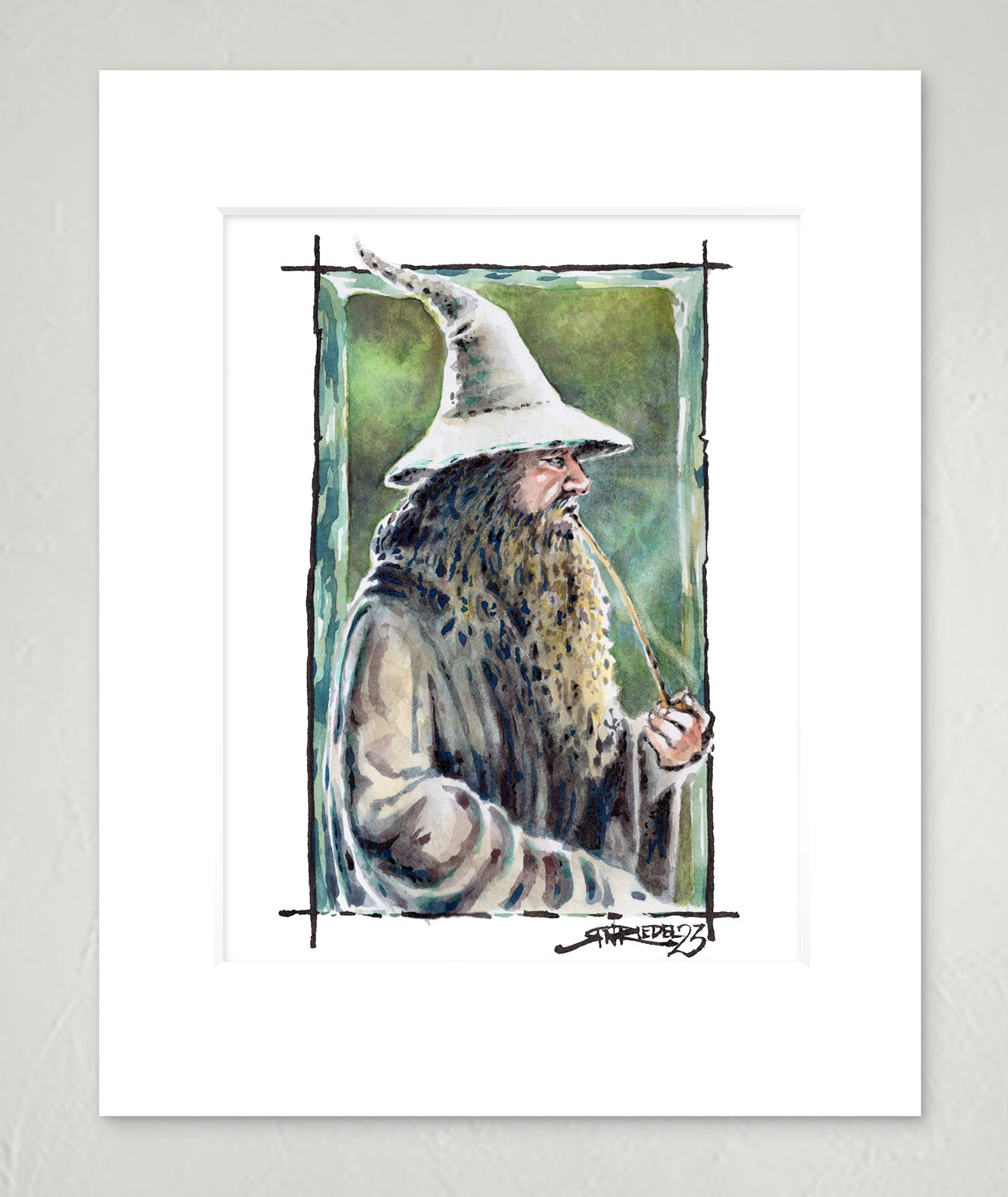 "Gray Pilgrim" 8x10 Watercolor Print | Gandalf the Smoking Pipe – Hand-Painted Watercolor Print | Lord of the Rings Fantasy Art (Copy)