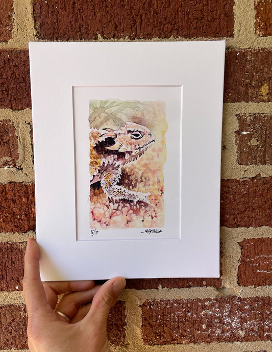 "Desert Life"  - 8x10 Watercolor Print | Pacific Crest Trail Inspired Art | Horned Lizard Watercolor