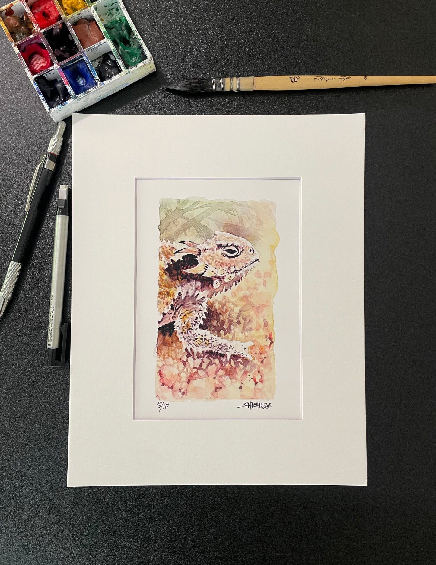 "Desert Life" - 8x10 Watercolor Print | Pacific Crest Trail Inspired Art | Horned Lizard Watercolor