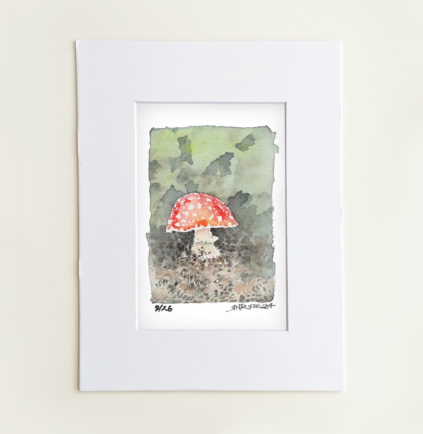 "Forest Jewel"- 8x10 Watercolor Print | Amanita Mushroom Woodland Art | Pacific Crest Trail Art