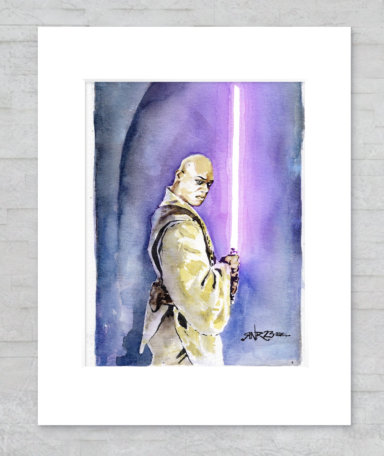 "Mace Windu" 8x10 Watercolor Print | Mace Windu – Hand-Painted Jedi Watercolor Print | Star Wars Tribute Art