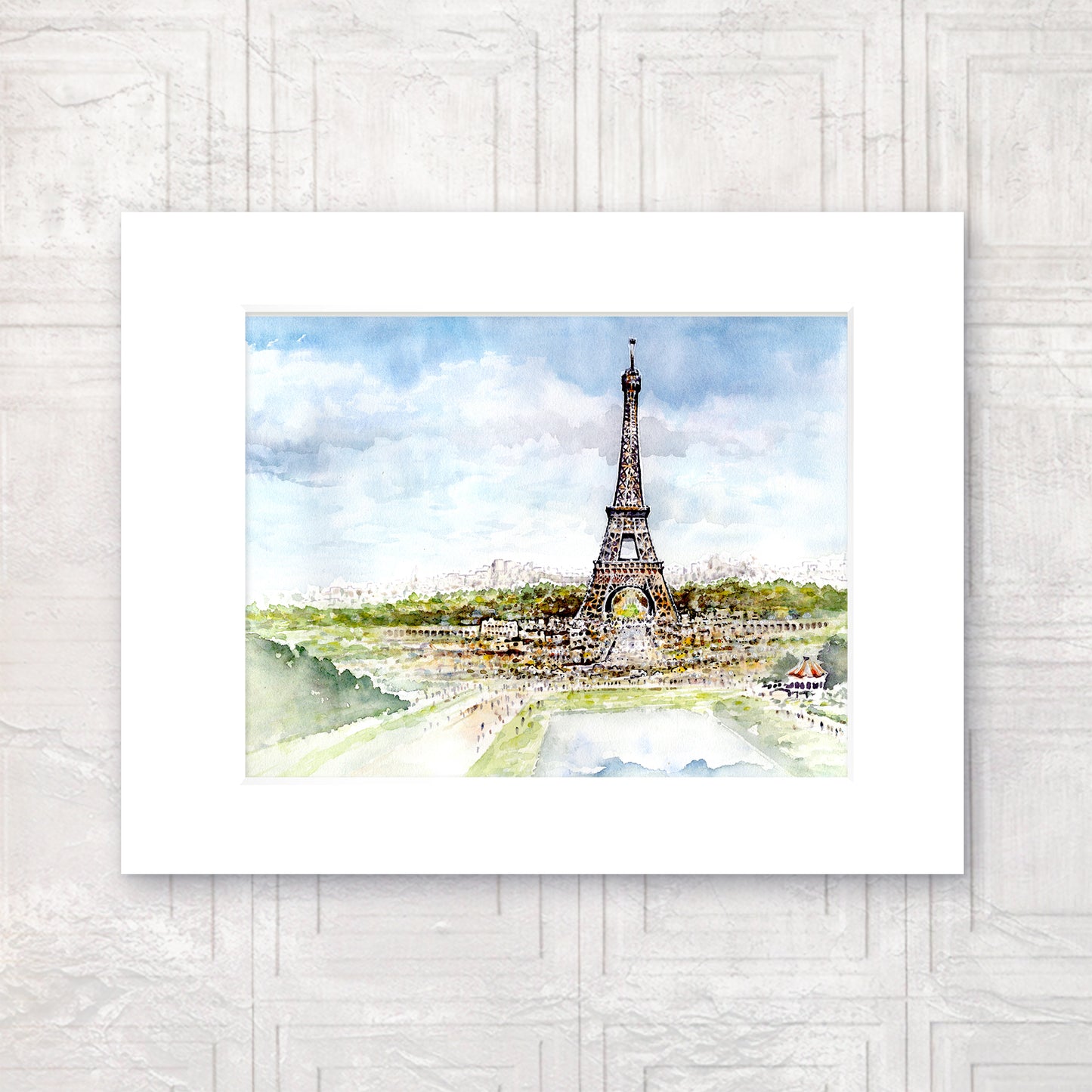 “Paris From the Green” - 11x14 Watercolor Print | Watercolor of the Eiffel Tower