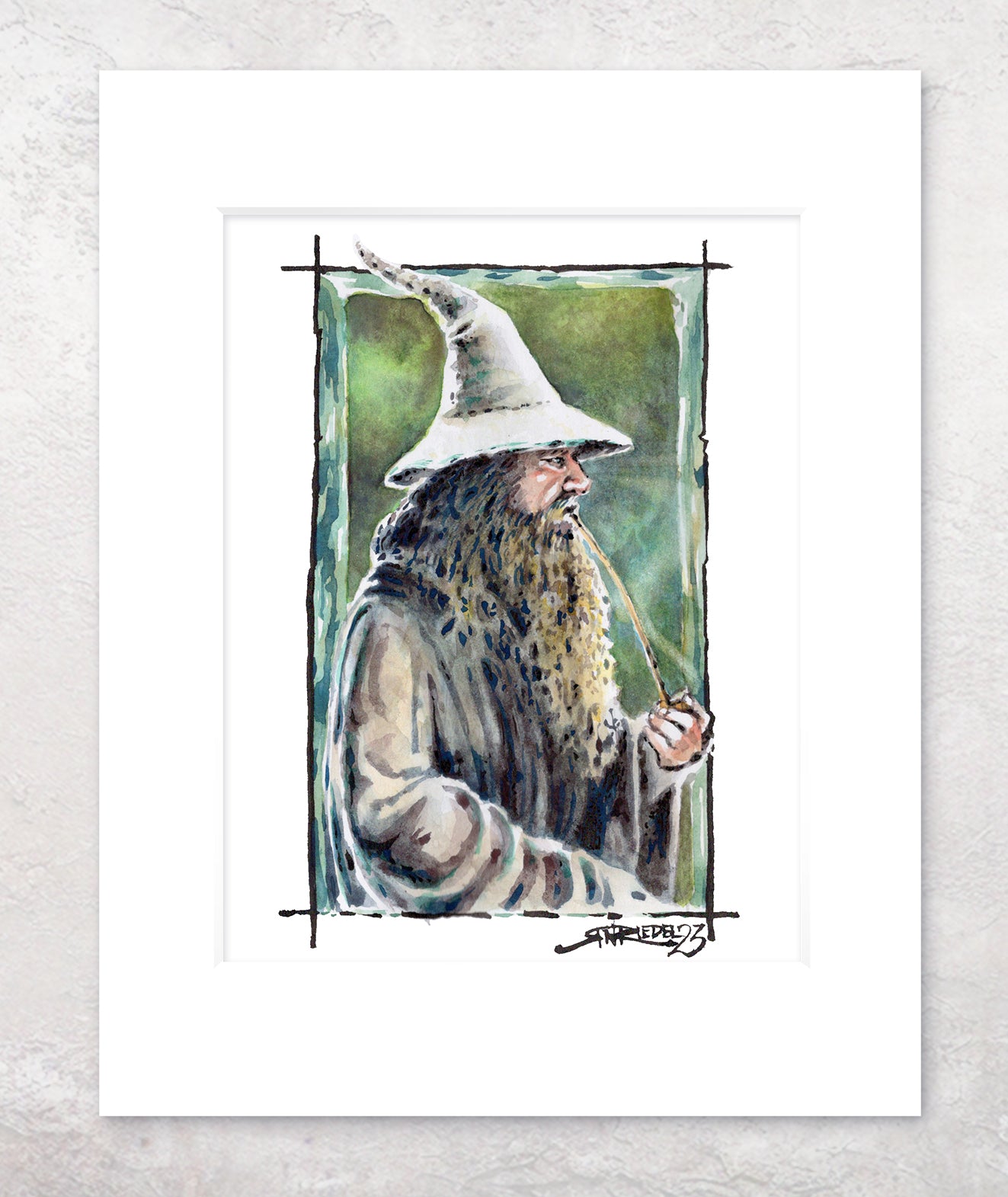"Gray Pilgrim" 8x10 Watercolor Print | Gandalf the Smoking Pipe – Hand-Painted Watercolor Print | Lord of the Rings Fantasy Art (Copy)