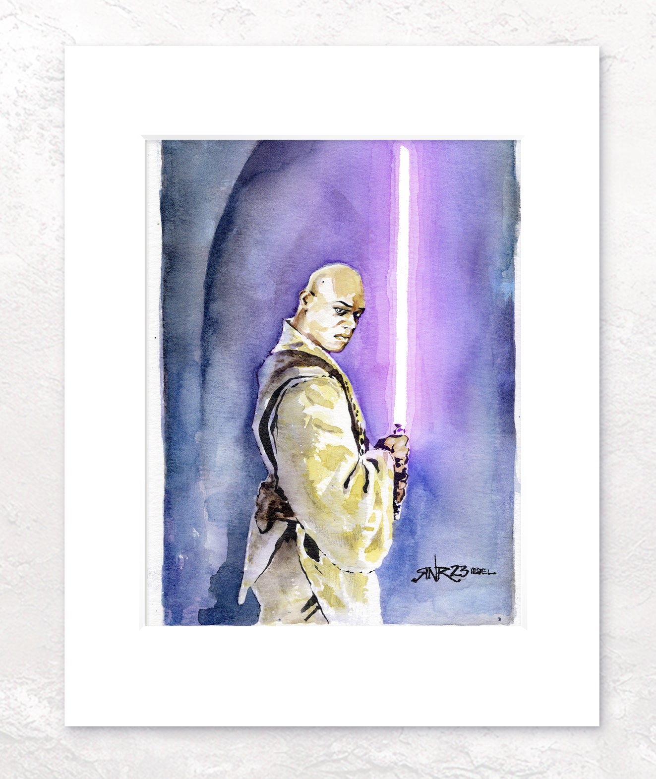 "Mace Windu" 8x10 Watercolor Print | Mace Windu – Hand-Painted Jedi Watercolor Print | Star Wars Tribute Art
