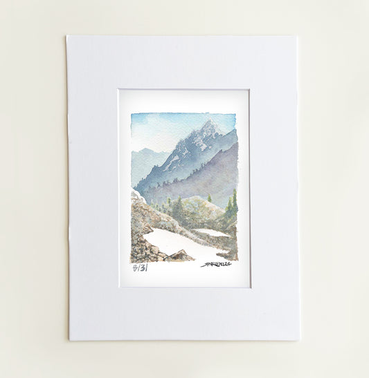 "Spider Glacier" -  8x10 Watercolor Print | North Cascades Landscape from the Pacific Crest Trail