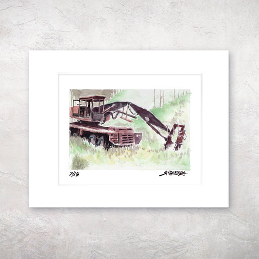 "Still Useful – Abandoned Tractor on the Reroute" - 11x14 Watercolor Print | Pacific Crest Trail Inspired Art
