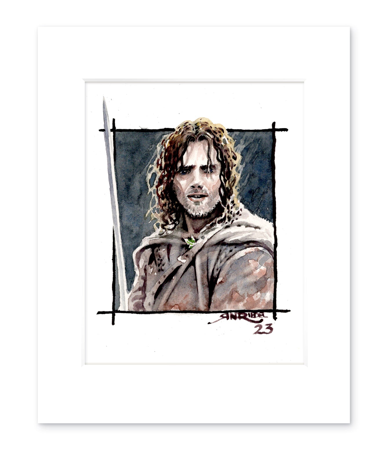 "Aragorn" 8x10 Watercolor Print | Hand-Painted Aragorn Watercolor Print – Tolkien Middle-earth Art | Lord of the Rings Fan Art