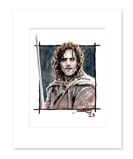 "Aragorn" 8x10 Watercolor Print | Hand-Painted Aragorn Watercolor Print – Tolkien Middle-earth Art | Lord of the Rings Fan Art