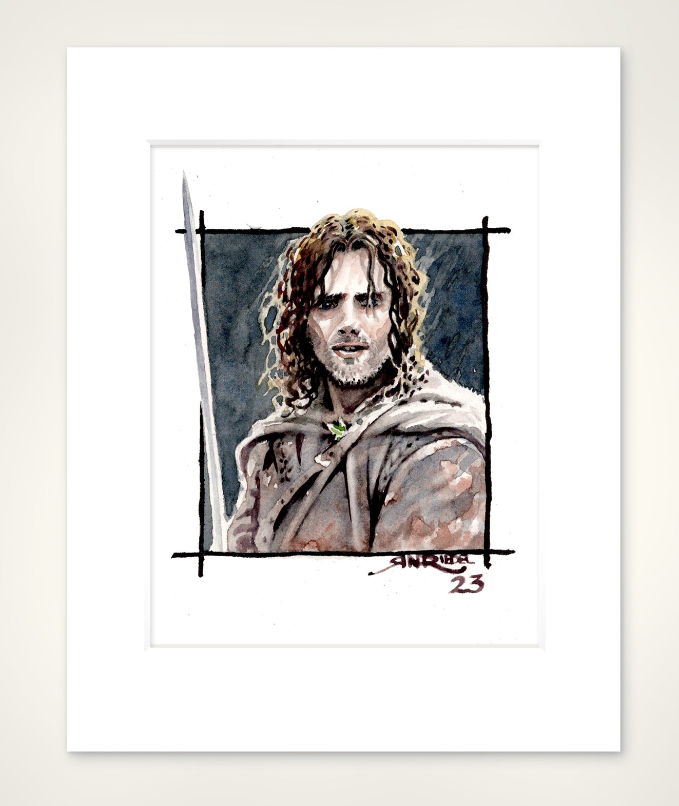 "Aragorn" 8x10 Watercolor Print | Hand-Painted Aragorn Watercolor Print – Tolkien Middle-earth Art | Lord of the Rings Fan Art