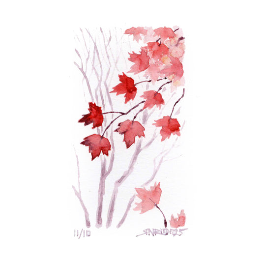 "November Reds” - 8x10 Watercolor Print | Appalachian Trail Inspired Art
