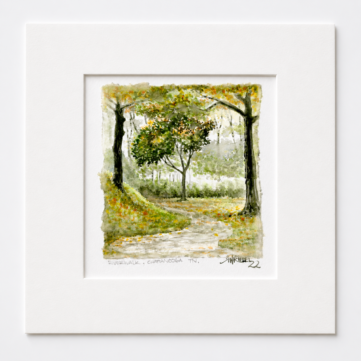 "Riverwalk, Chattanooga TN ” - 12x12 Watercolor Print | Appalachian Trail Inspired Art