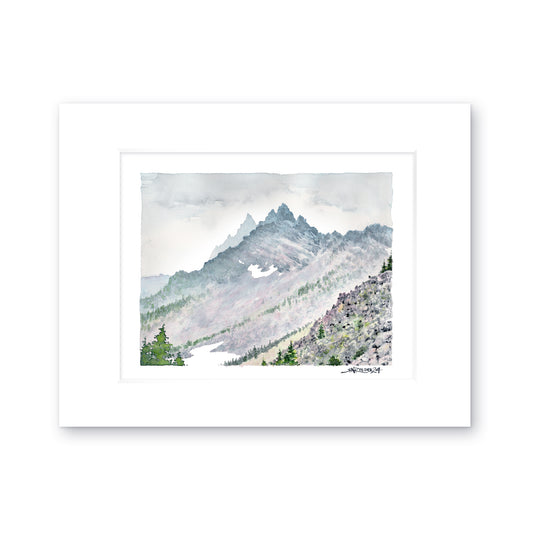 "Three Fingered Jack" - 11x14 Watercolor Print |  Watercolor Print,  PCT | Pacific Crest Trail Inspired Art