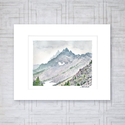"Three Fingered Jack" - 11x14 Watercolor Print |  Watercolor Print,  PCT | Pacific Crest Trail Inspired Art