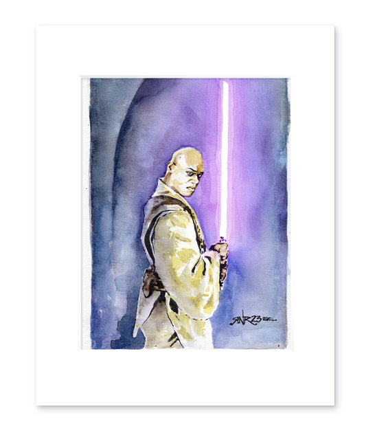 "Mace Windu" 8x10 Watercolor Print | Mace Windu – Hand-Painted Jedi Watercolor Print | Star Wars Tribute Art