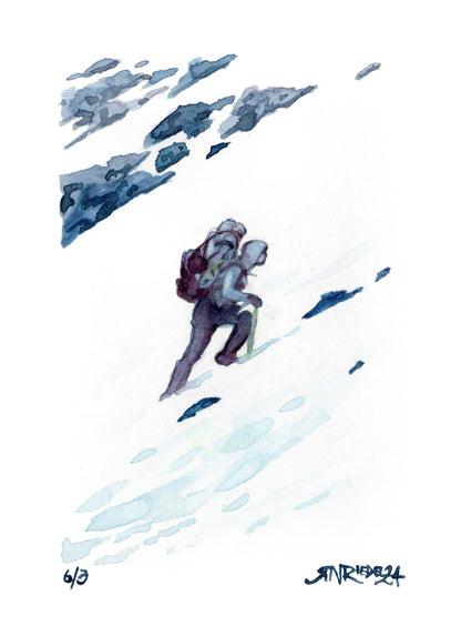 "Roadrunner and Mather" - 8x10 Watercolor Print | Climbing Through the Sierra | Pacific Crest Trail Art