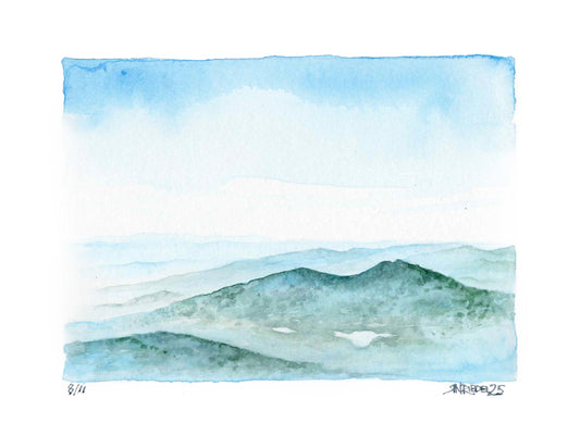 "Kinsman Mountain Sky" 11x14 Watercolor Print  | Appalachian Trail Inspired Artwork