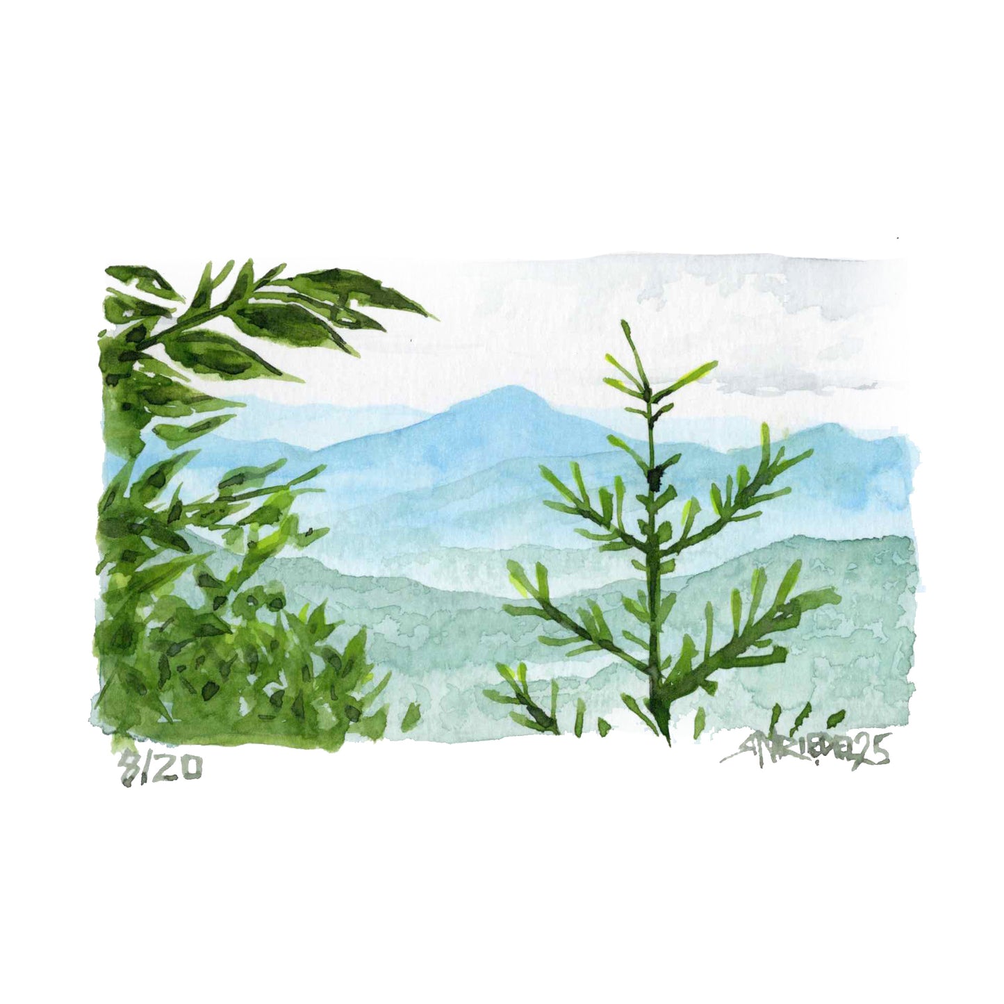 "Where Trees Meet the Sky” - 8x10 Watercolor Print | Appalachian Trail Inspired Art