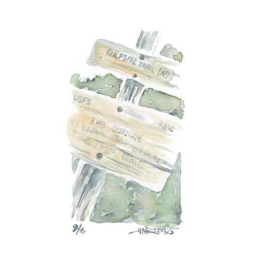 “Trail Marker” - 8x10 Watercolor Print | Appalachian Trail Inspired Art