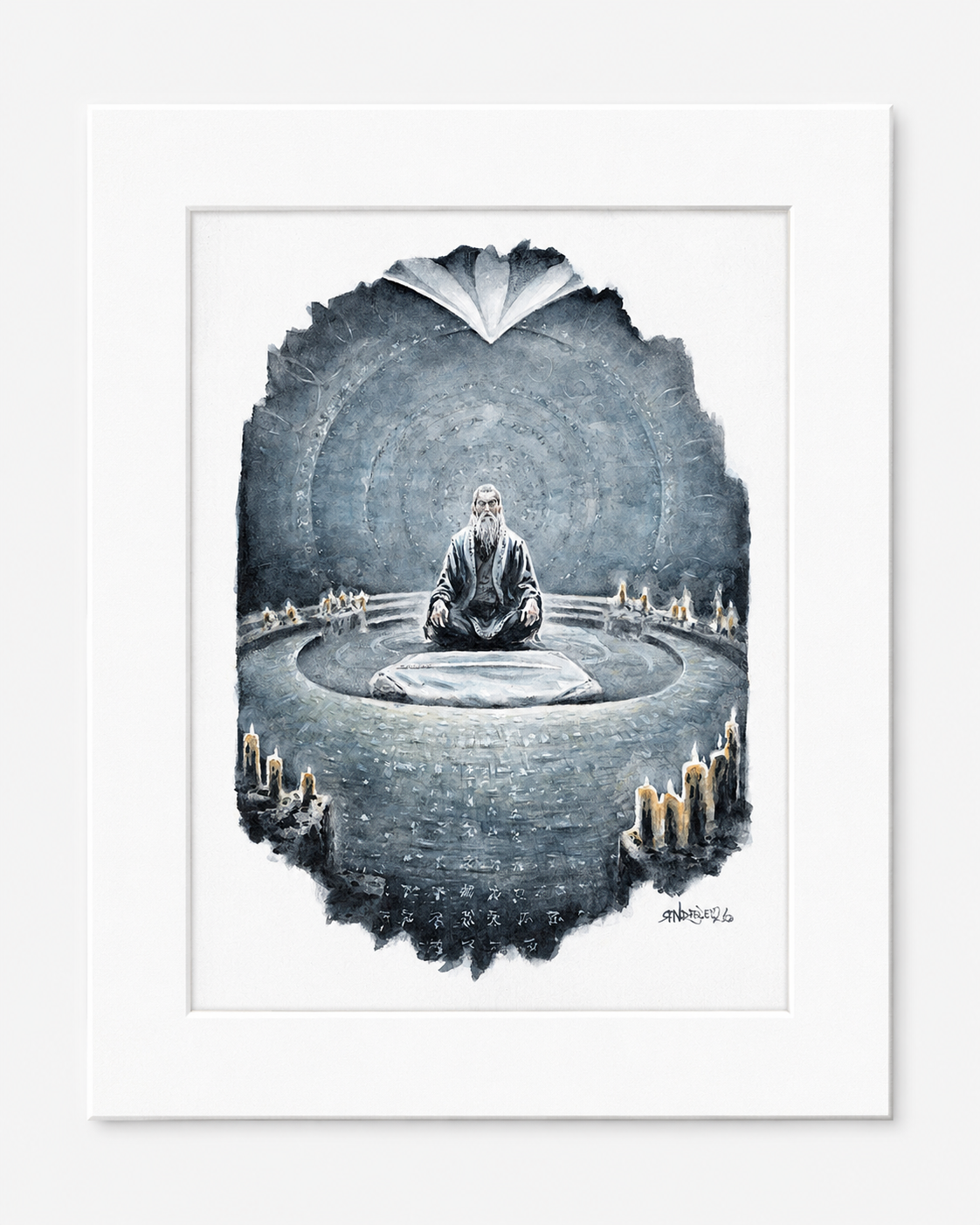 "Concept Art" | Watercolor Print | 8x10 Matted Wizard Fantasy Art