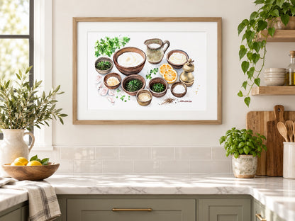 "A Pinch of Sunshine" | 11x14 Watercolor Print, Kitchen Still Life