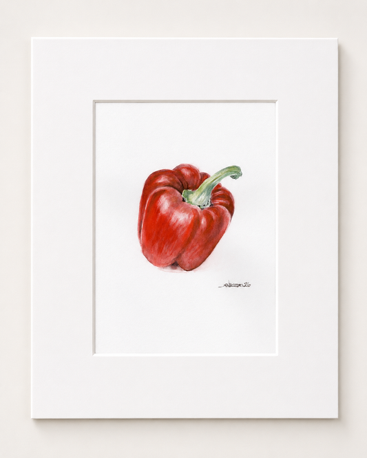 "Little Red Pepper" | 8x10 Watercolor Print Kitchen Art, Food Art,