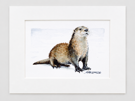 "River Scout" | 8x10 Watercolor Print, Otter | Ocean Friends Collection