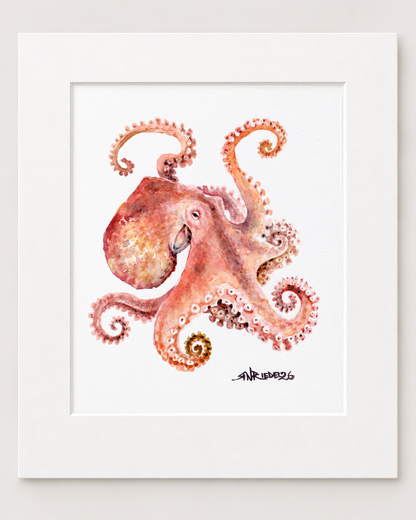 Ocean Friends Collection | Four- 8x10 Watercolor Prints:  Shark, Octopus, Penguin, Otter