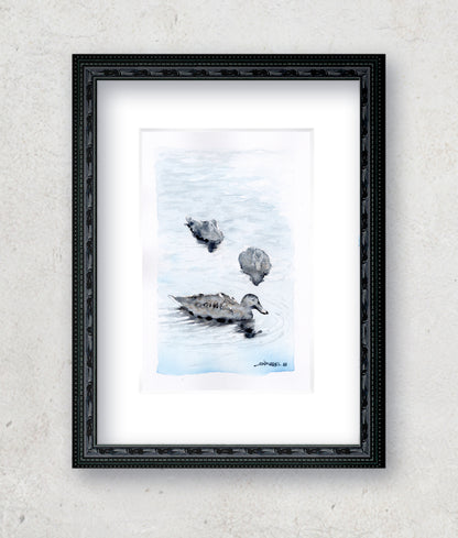 "Rangeley Ducks" - Artist's Original Watercolor  | Appalachian Trail Thru Hikers Art